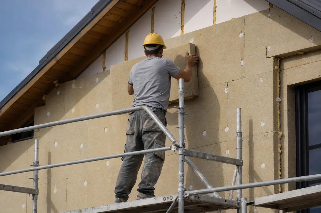 Exemple : pose de panneaux d'isolation extérieure sur façade